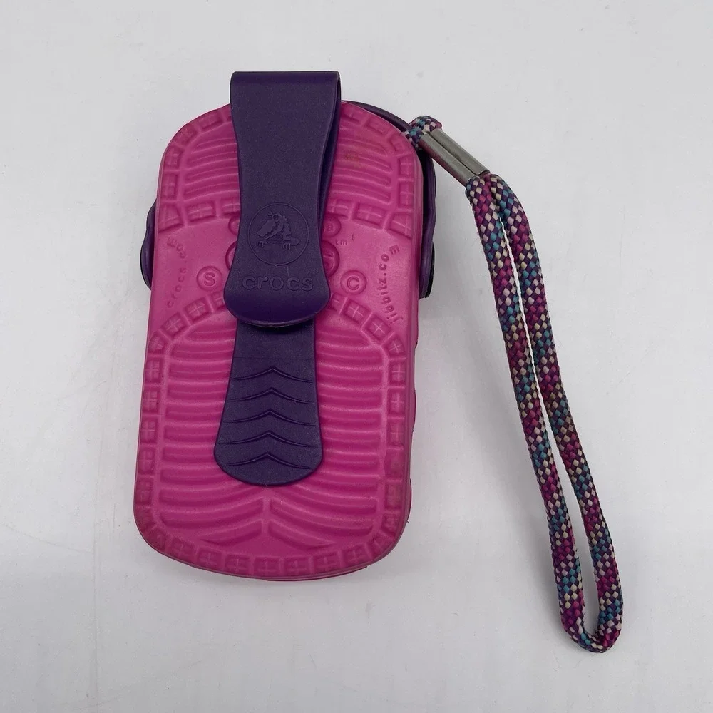 Crocs Universal O-Dial Pink‎ & Purple Cell Phone Case Storage Holder With Strap